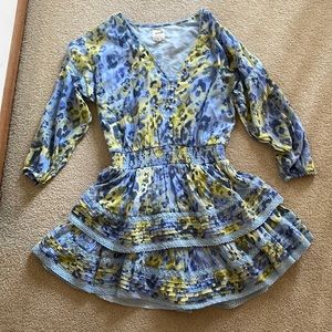 Never worn blue/green cheetah print long sleeve mini dress